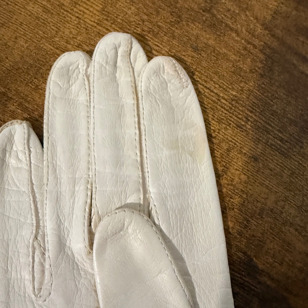 Vtg Sears White Leather Opera Gloves Size 6.5 Long Evening Formal Prop Costume - Picture 7 of 12